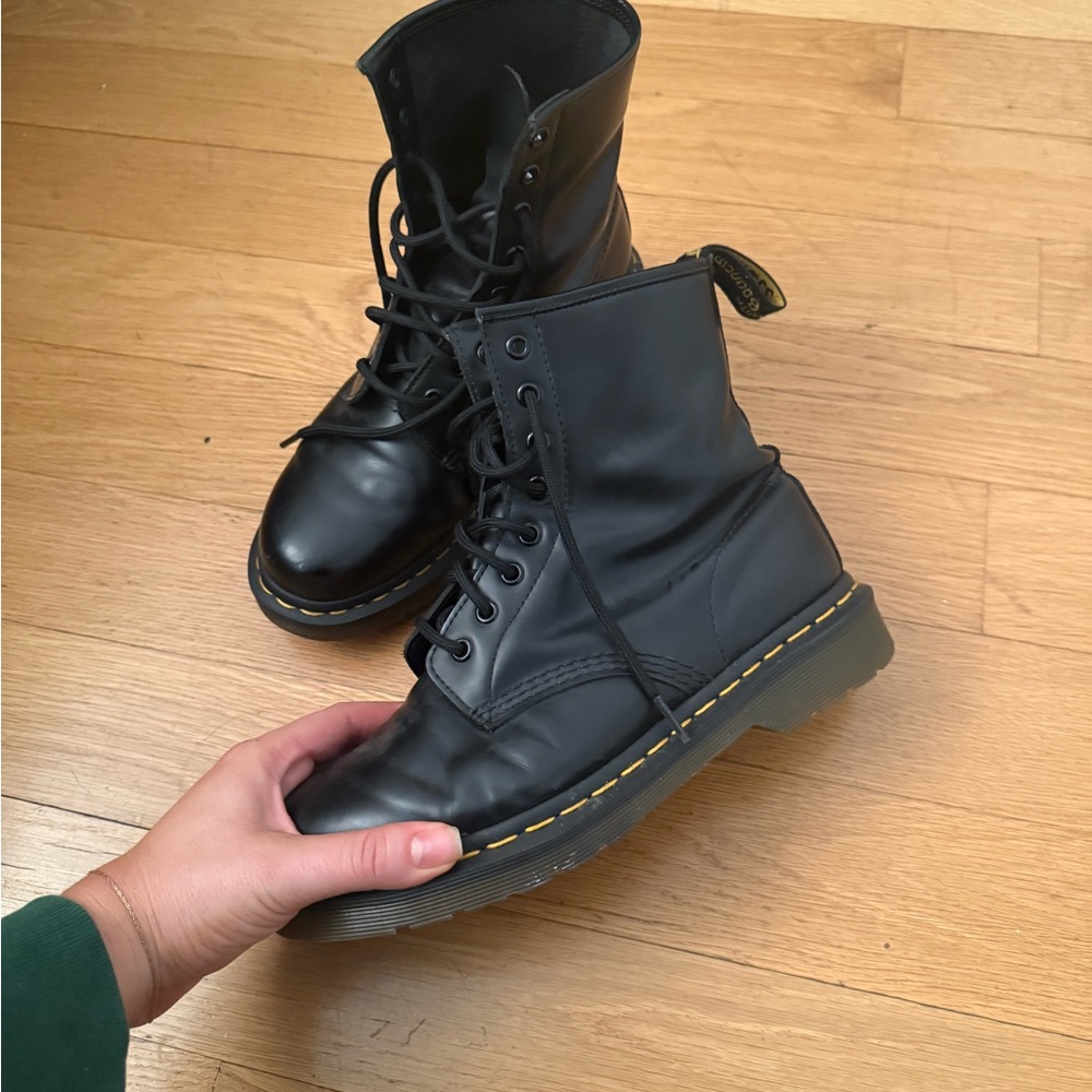 Black Leather Lace-Up Doc Martens - Picture 2 of 4